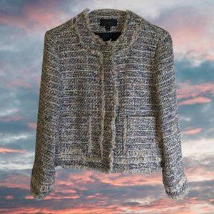 J. Crew 10P Blue Tweed Blazer, zip up front, lined jacket. Beautiful, fall.